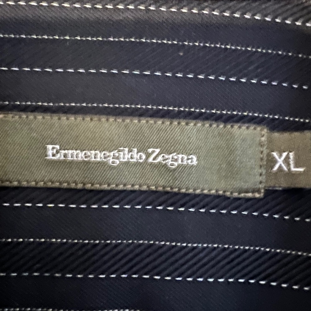 Ermenegildo Zegna Dress Shirt- Black w/ White Pin Stripes - Picture 5 of 6